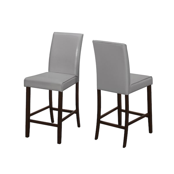 Monarch Specialties Dining Chair, Set Of 2, Counter Height, Upholstered, Kitchen, Dining Room, Pu Leather Look, Grey I 1902 - main
